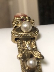 Vintage GOLD TONE SLIDE BRACELET MULTIPLE STONES 7 1/2”