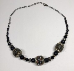 Tibetan Style Necklace Beaded Chunky Boho with Inlaid Seed Beads Metal Vintage