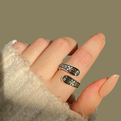 Vintage 14K Gold Plated and Silver Spoon Ring – Adjustable Ring with Carving Des