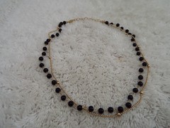 Goldtone Black Bead Chain Necklace (C66)