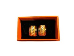 Hermès Cloisonné Luxury Enamel Women’s Yellow Gold-Tone Clip-on Earrings