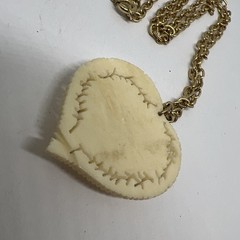 Vintage Hand Carved Rose Heart Pendant Gold Tone Chain 24” Necklace