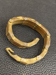 Machine Age Brass Architectural Modernist Geometric Links Panel Bracelet 7-3/8”