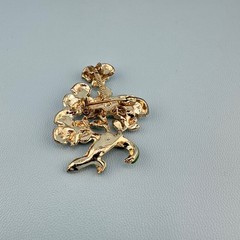 Vintage Enamel Rhinestone Trembler Flower Brooch Pin Pink Green Gold Tone Jiggle