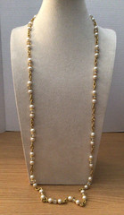 Vintage Elegant Faux Pearl Chain Necklace Jewelry Lot Gold Tone Victorian Style