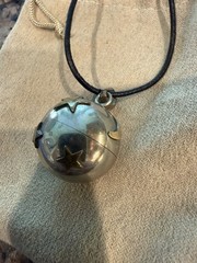 Rare Harmony Fairy Bell Necklace Vintage Silver Moon Stars Galaxy Charm Folk Art