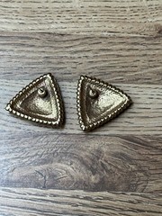 Vintage Trianagle Blue Enamel Stud Earrings
