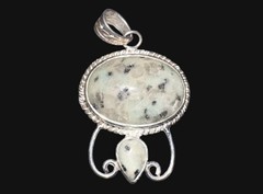 Vintage 925 Sterling Silver Pendant With Kiwi Jasper Stone