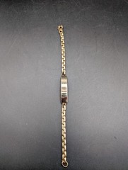 VTG Gold Tone ID Chain Bracelet, Blank Panel, 8.5″ Unmarked