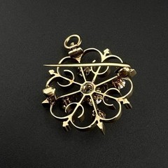 1860’s ROSE CUT DIAMOND PIN/ PENDANT – 1CTW – 14K YELLOW GOLD – VS1 G-H