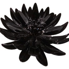 Vintage Black Enamel Brooch Large Mod MCM Lotus Mum 3D Pin 2 1/2 in D