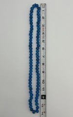 Vintage Cobalt Blue Transparent Glass Round Bead Necklace 14in 10mm King Bead