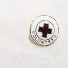 American Red Cross ARC General Volunteer Lapel Pin 1/2″ Enamel Vintage White Red