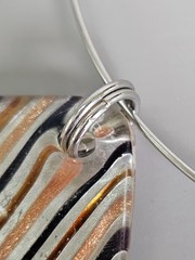 Vintage Wire Collar Choker Art Resin Striped Pendant 90s Boho Jewelry Y2K