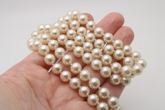 Vintage Iridescent White 8.25mm Knotted Glass Faux Pearl Necklace 29 In