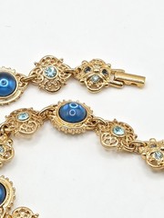 Past Times 90’s Blue And Goldtone Renaissance Revival 14 In Necklace