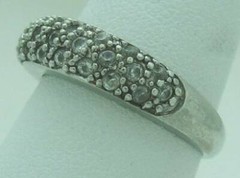 LOVELY ESTATE CHAPAL-ZENRAY 3-ROW WHITE STONE STERLING SILVER BAND RING, SZ 6.75