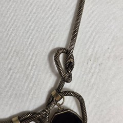 Brass-Tone Statement Necklace Thick Mesh Chain Geometric Rein Black Pendants