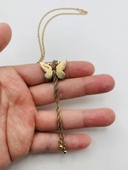 Vintage 1979 Avon Butterfly 17” Silver & Gold Tone Lariat Dangle Style Necklace