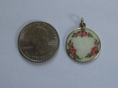 ANTIQUE STERLING SILVER GUILLOCHE ENAMEL ROSE DAVID ANDERSEN CHARM PENDANT