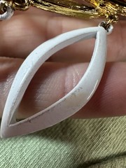 Vintage Necklace Deadstock Waterfall Bib White Enamel Pendant Roget