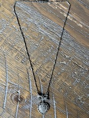 Vintage 1928 Heart And Bow Pendant Necklace Silver Tone Marcasite Accents 17”in
