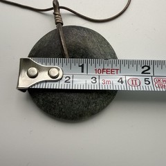 Vintage AGI Snake Chain Necklace Natural Green Gemstone Bi Disc Donut Pendant 16