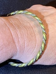 Vintage Mixed Metal Twisted Bracelet Boho Copper and Silver Tone Bangle
