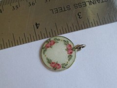 ANTIQUE STERLING SILVER GUILLOCHE ENAMEL ROSE DAVID ANDERSEN CHARM PENDANT