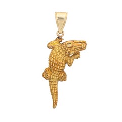 Alligator Pendant Charm Estate 18k Yellow Gold Emerald Eyes Fine Jewelry