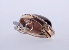 Pretty Antique Victorian 10K Gold Foiled Garnet Cabochon Pearl Pendant Pin 1886