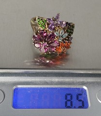 Vtg Sterling Silver Colorful Multi Gemstones Flower Style Ring Lot Sz ~11.75