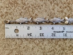 Repousse Silver Tone FISH Choker Necklace w Pearls 17 inches Scarce