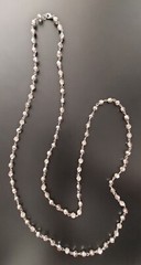 Vintage Silver-Tone Faceted Crystal Bead Long Necklace With Lobster Clasp 56 in