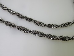 Miriam Haskell Silver Tone Twisted Chain Diamond Cut 36″ Long Double Necklace