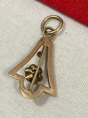 Vintage 14k Solid Yellow Gold Bell Shape Flower Pendant Accent Diamond 0.68g