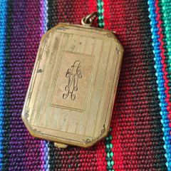 Marathon AWH Gold Colored Rectangular Monogram Photo Keepsake Locket Pendant