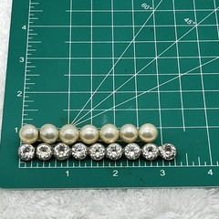 Vintage Bar Brooch Faux Pearl Rhinestone Large Crystal Silver Tone Pin 3.25″