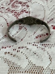 Vtg Nickel Silver~Bell~Childs Turquoise Bracelet~5.7 Gms
