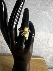 Vintage Faux Pearl And Multicolor Rhinestones Adjustable Ring