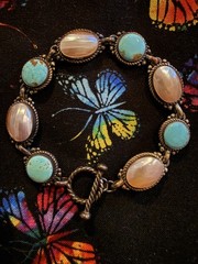 Carolyn Pollack Relios 925 Sterling Silver Bracelet Turquoise Mother of Pearl