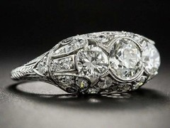 2.95Ct Art Deco Style Lab Created Diamond Anniversary 14K White Gold Finish Ring