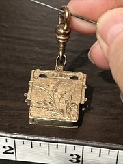 ANTIQUE 10g ROSE GOLD FILL WATCH FOB PENDANT ETCHED FLOWERS B&B Gold Fill SWIVEL