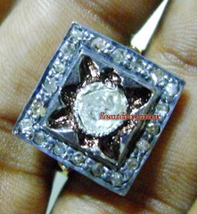 ART DECO VICTORIAN ANTIQUE ROSE CUT DIAMOND 0.86ct SILVER PARTY STYLE POLKI RING