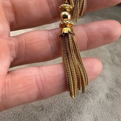 Vintage Monet Necklace Gold Tone Bolo Slide Tassel 20”