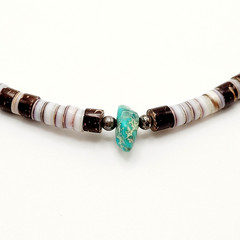 Southwestern USA Heishi Olive Shell Turquoise Stone Center Handcrafted Necklace