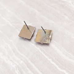 Vintage Stud Earrings Square Shape Yellowy Brown / Amber-ish Tone Retro