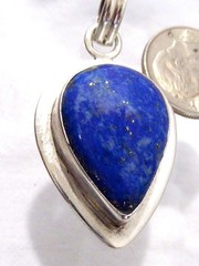 VINTAGE STERLING SILVER BLUE LAPIS LAZULI & SILVER MATRIX 1 5/8″ LAPIS PENDANT