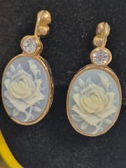Rose Cameo Earrings (blue)