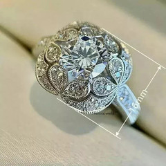 Vintage Art Deco Style Lab Created Diamond Anniversary 14K White Gold FN Ring